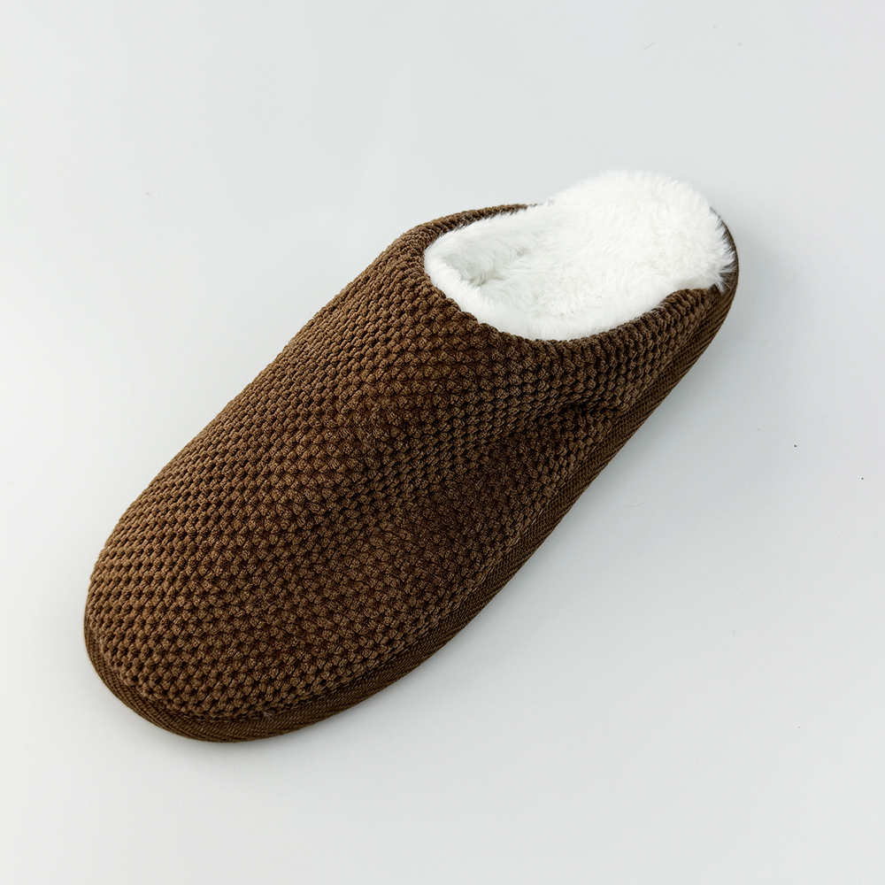 Slippers House Cotton Brown nwere ike ịsacha ya na sọl na-adịghị amị amị