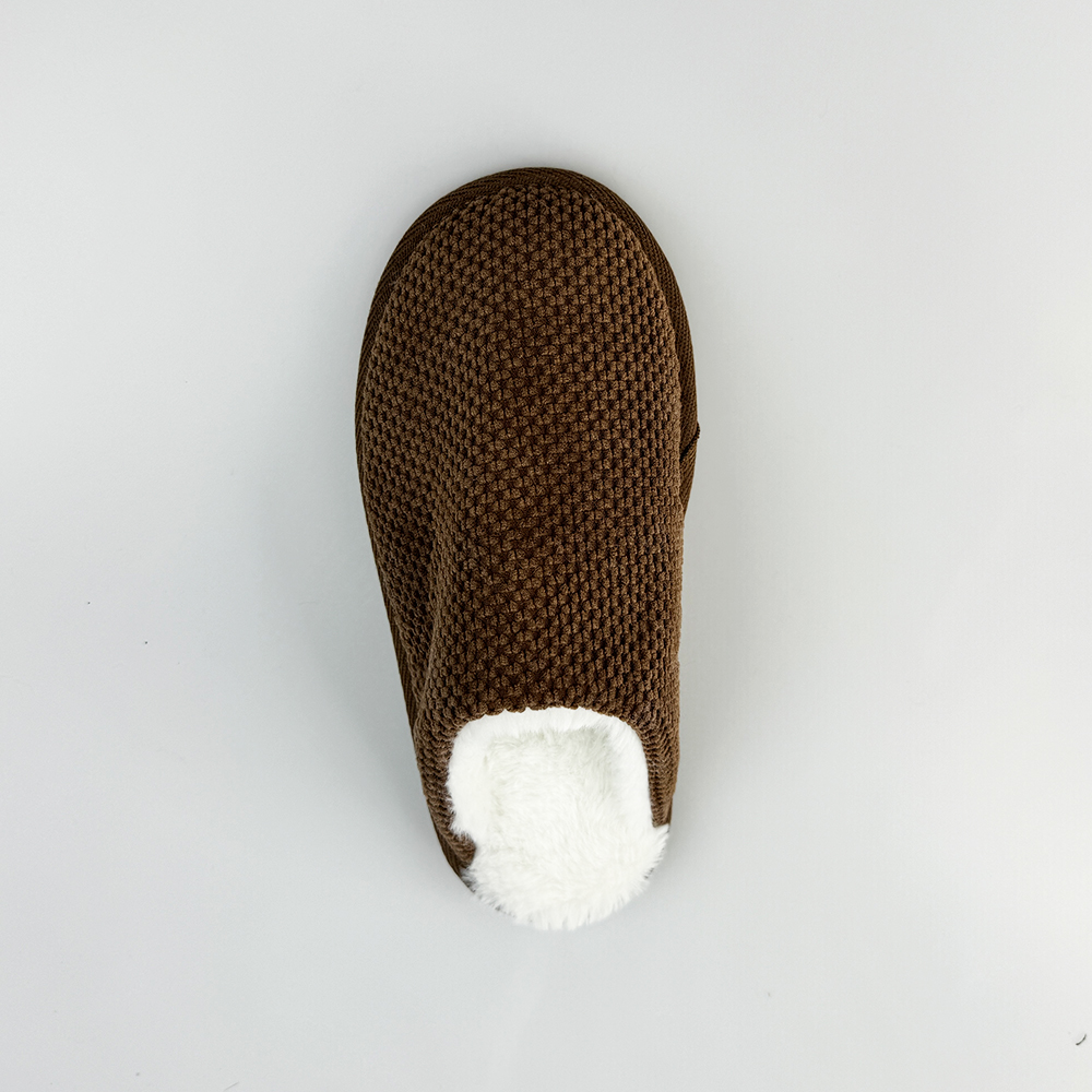 Slippers House Cotton Brown nwere ike ịsacha ya na sọl na-adịghị amị amị