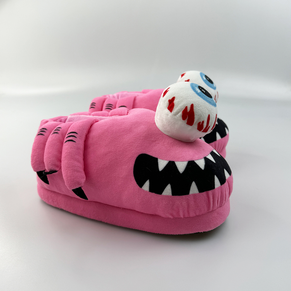 Halloween Pink Plush Slippers Soft Sole Couple Slides