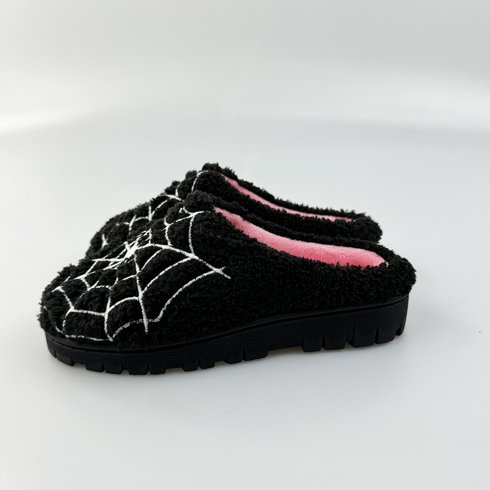 Spider Web Plush House Slippers සුභ හැලොවීන් දිනයක්