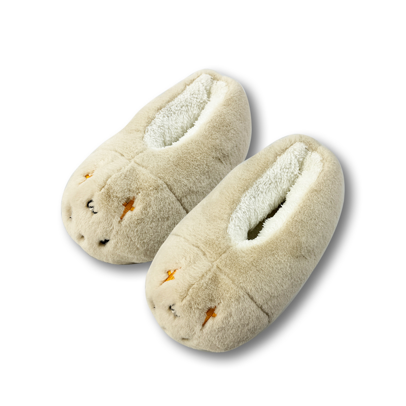 Star Eyes Plush Slippers តម្លៃសមរម្យ ស្បែកជើងពាក់នៅផ្ទះ