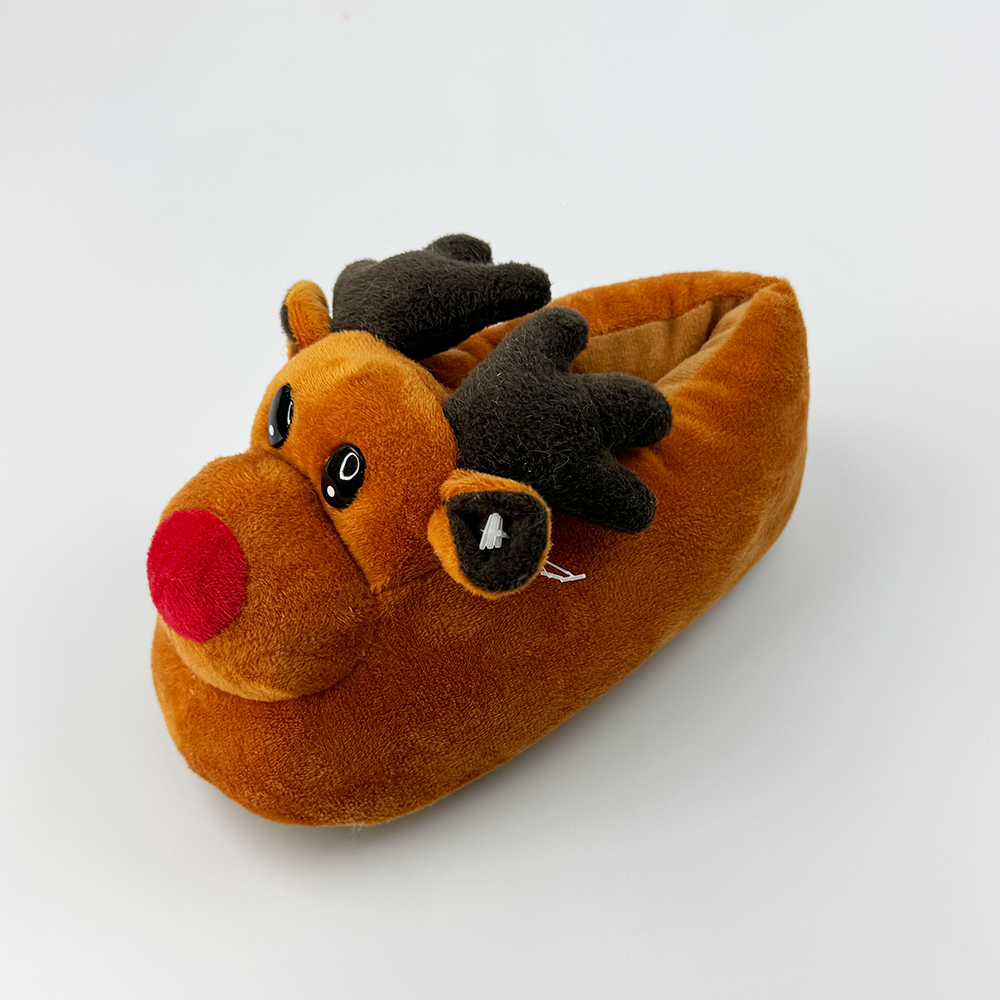 Funny Christmas Elk Slippers Soft Sole Plush Floor Slides
