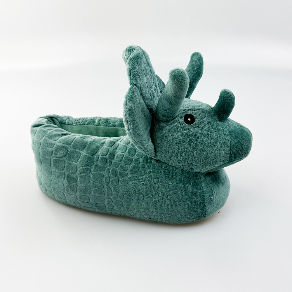 Green Dinosaur Plush Slippers Soft Plush Toy Slippers for Kids and Adults