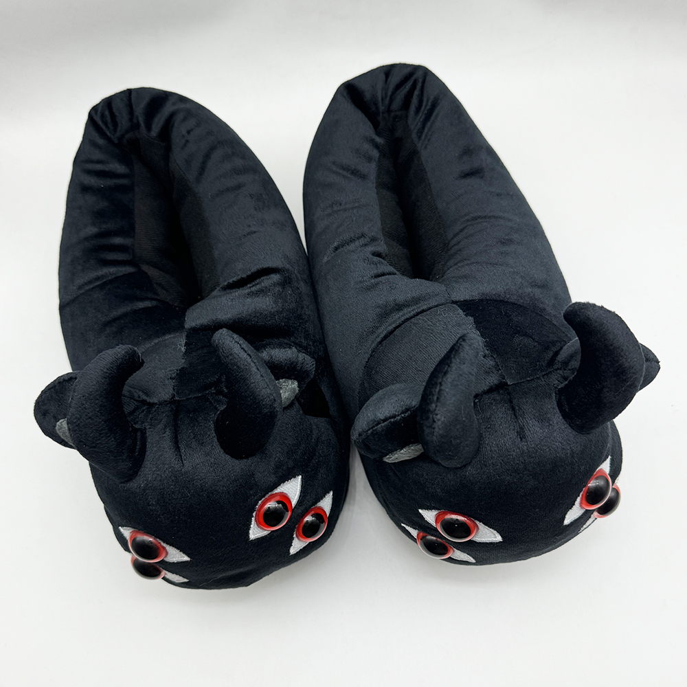 Halloween Ghostly Child Plush Slippers Black Lord Devil Rabbit Four Eyes Animals House Shoes Soft Funny Slipper