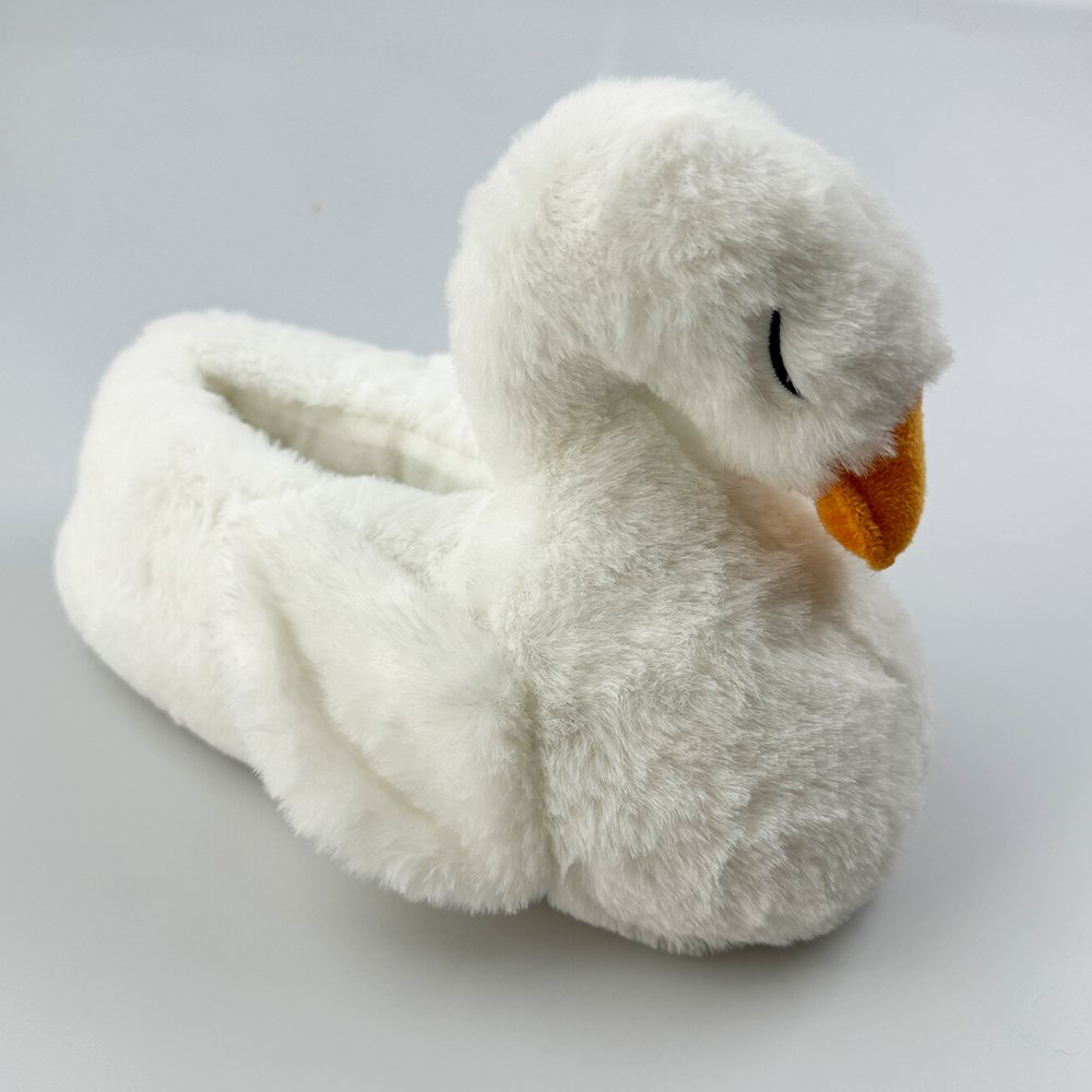 Lovely White Swan Plush Slippers Women Cotton Slippers Warm Plush House Shoes For Indoor Outdoor