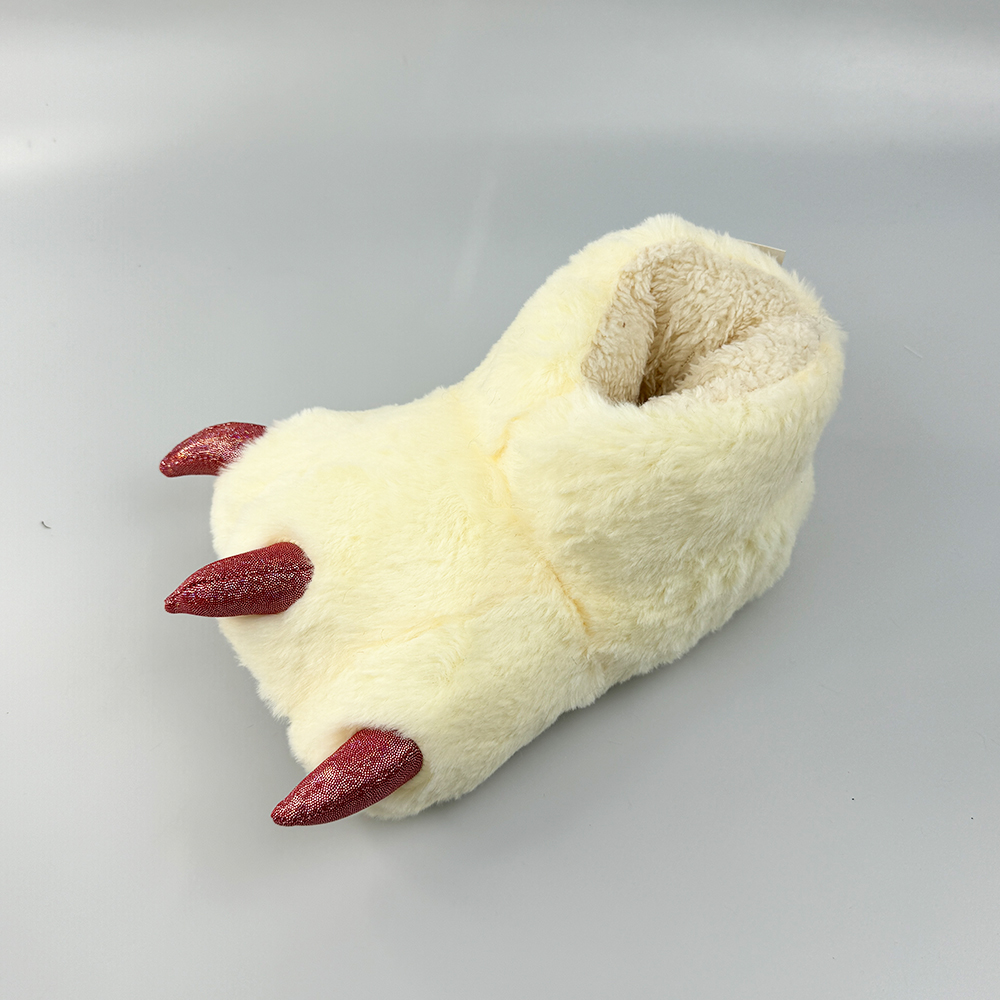Furry Off-white Animal Claw Slippers for Sale