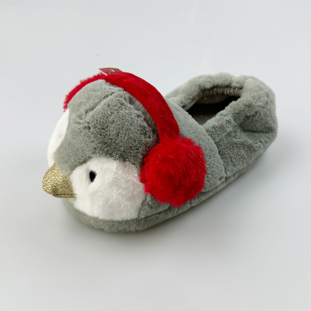 Penguin Fuzzy Slippers with Headphones Unisex House Shoe Stuffed Animal Slippers