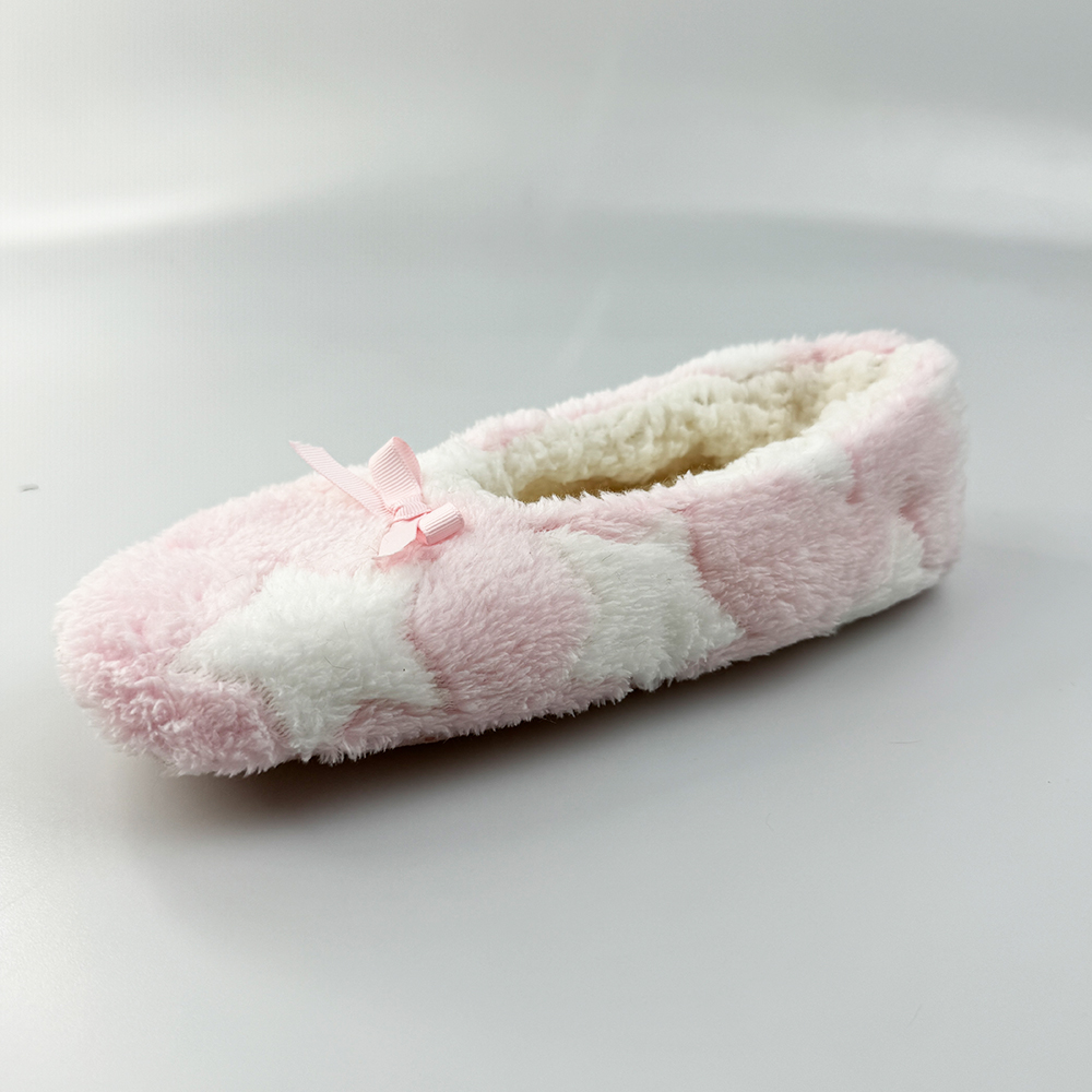Pink Velvet Loafers for Women for Sale Womens Puffy Dot Slipper with Sherpa-Like Lining